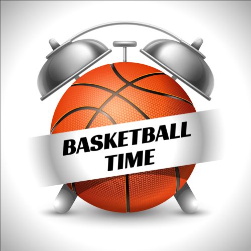 Clock with basketball vector  