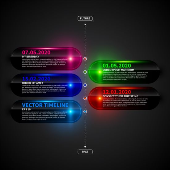 Gekleurde Neon infographic vectoren 07  