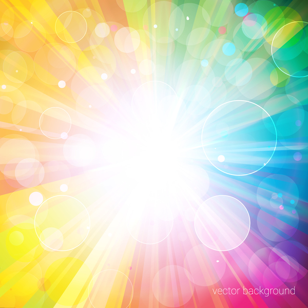 Colorful bokeh background and sunlight vectors  