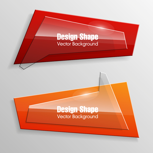 Colorful shape with glass banners vector set 13  