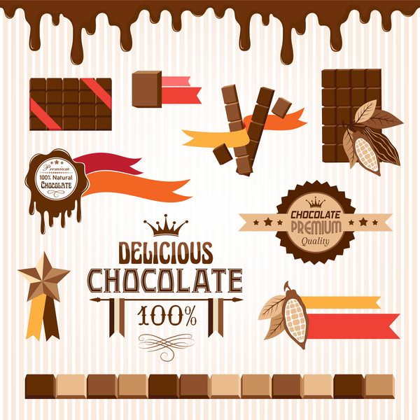創造的なチョコレートのロゴ ラベル ベクトル 06  