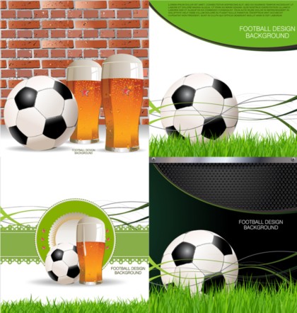 Creative football with beer design background vector  