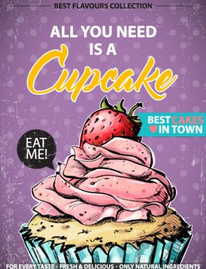 Cupcake vintage poster design vettoriali 15  