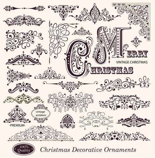 Different Christmas decorative ornaments and labels vector 01  