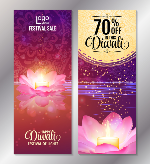 Diwali festival discount banners vector 01  
