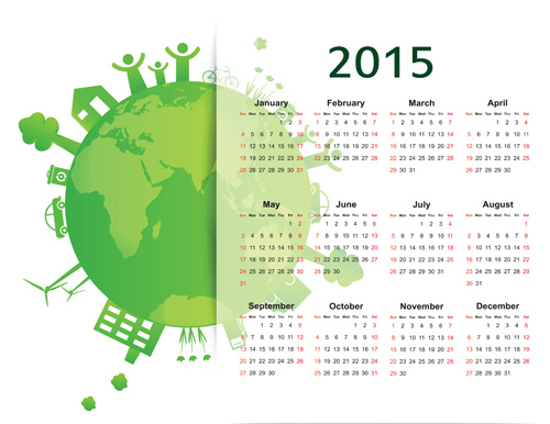 Eco style 2015 calendar vector 03  