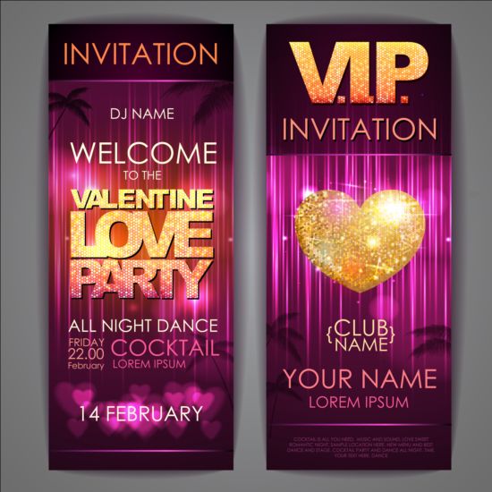 Exquisite cocktail party invitation card vector 01  