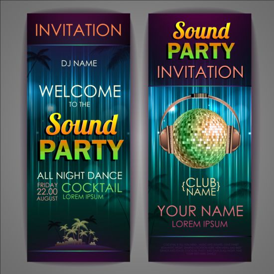 Exquisite cocktail party invitation card vector 10  