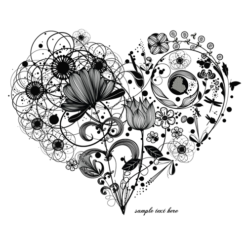 Creative Floral hearts design vector graphics 02  