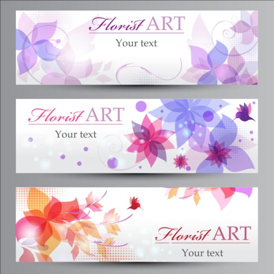 Florist konst banners som vektor 02  
