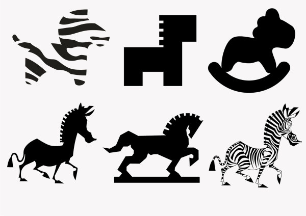 Funny zebra with horse silhouette vector  