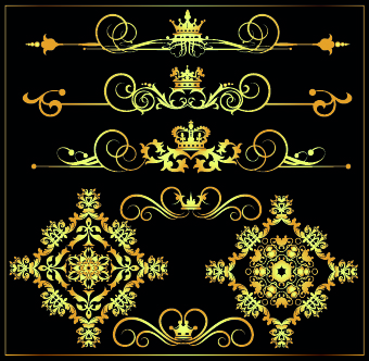 Gold calligraphic decor vector 08  