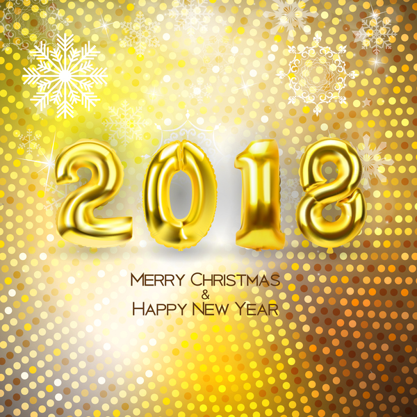 Goldenes Neon mit Vektor 2018 des neuen Jahres und des Weihnachten  