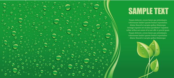 Green drops panorama text background vectors  