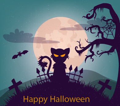 Halloween horror night vector background 01  