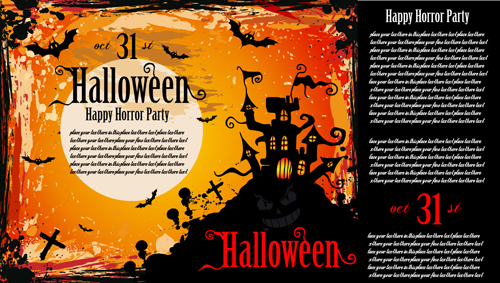 Halloween horror party poster vector 03  