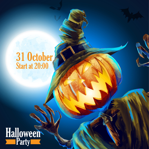 Halloween party night background vector 03  