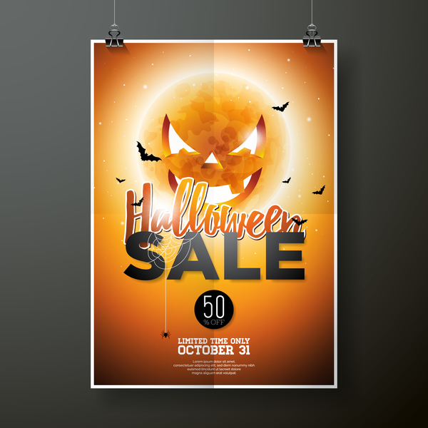 Halloween sale flayer template vectors  