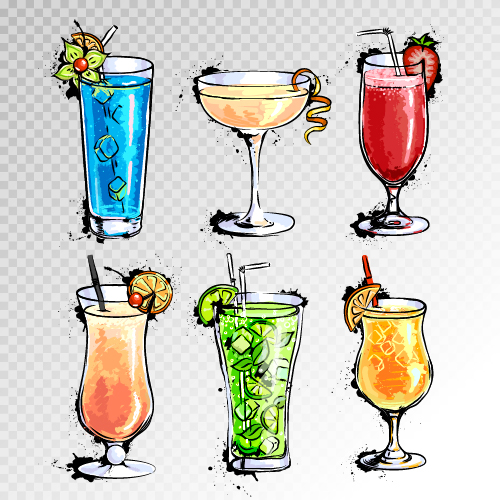 Disegnato a mano cocktail illustrazione vettori 02  