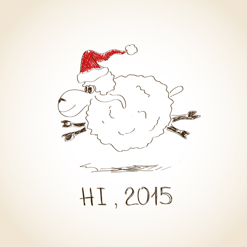 Hand drawn sheep year 2015 background  