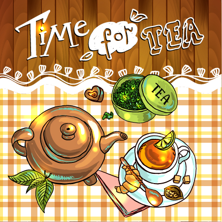 Hand drawn tea time vector background 01  