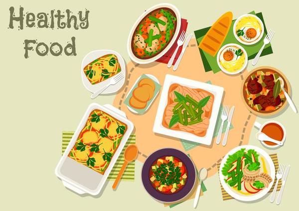 Healthy food flat vector 09  