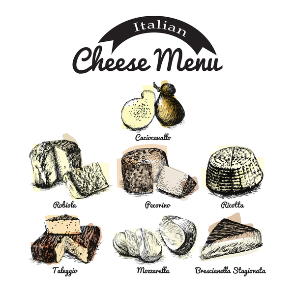 イタリアのチーズ メニュー ベクトル 02  