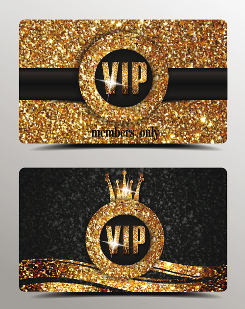 Luxury VIP gold cards vector material 01  