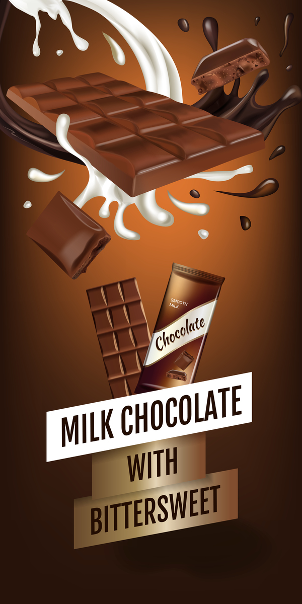 Modèle de vecteur d'affiche de chocolat au lait 04  