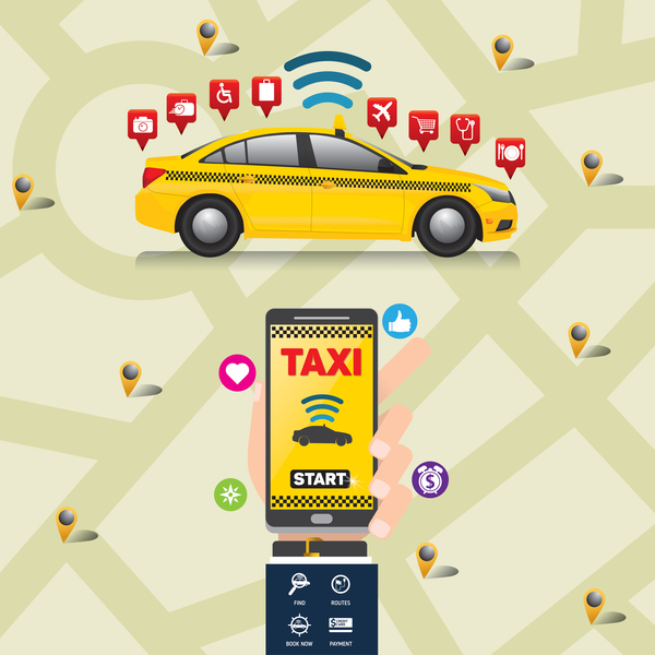 Mobile taxi service application infographic vector 03  