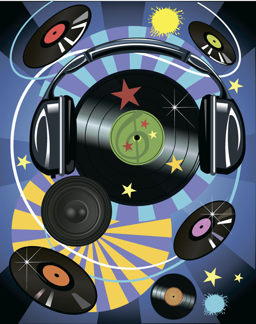 Music Record art background vector 02  