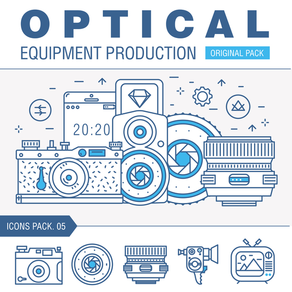 Optical laboratory thin line vector material 05  