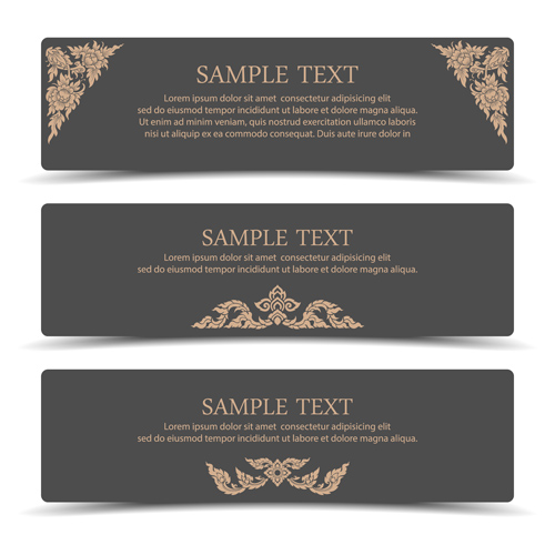 Ornate floral banners vector set 02  