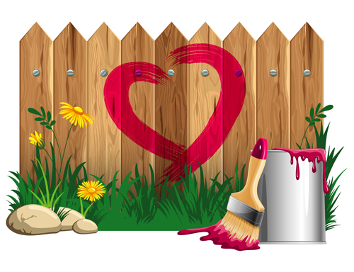 Paints with wood wall vector material 01  