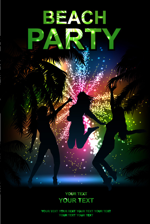 Beach Party Backgrounds vector 01  