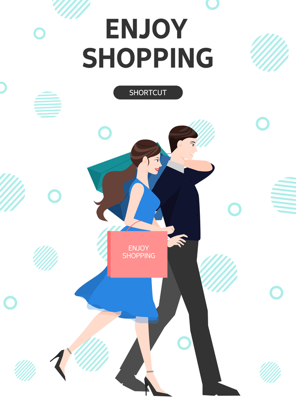 People shopping fashion background vector 10  
