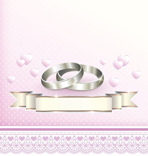 بطاقات المعايدة الزفاف الوردي مع ناقلات الدانتيل  