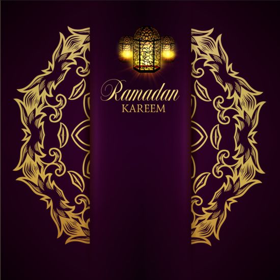 Ramadan kareem purple backgrounds vector set 37  