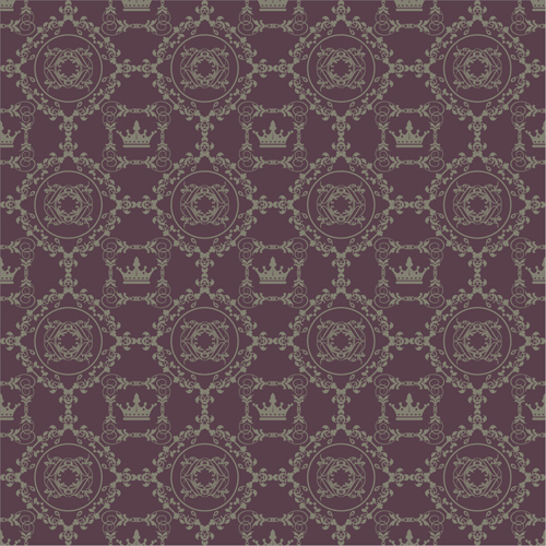 Retro floral with crown vector seamless pattern 18  