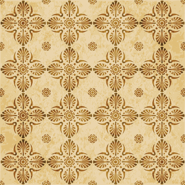 Retro kaleidoscope floral seamless pattern vector 11  