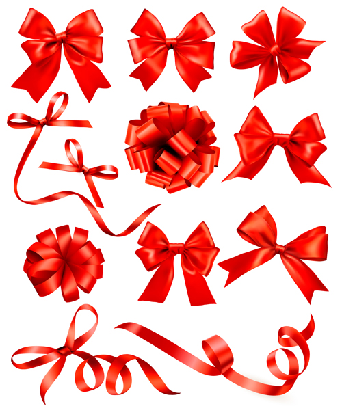 Shiny ribbon with bow vector set 02  