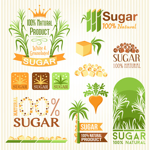 Sugar labels with logos vector material 01  