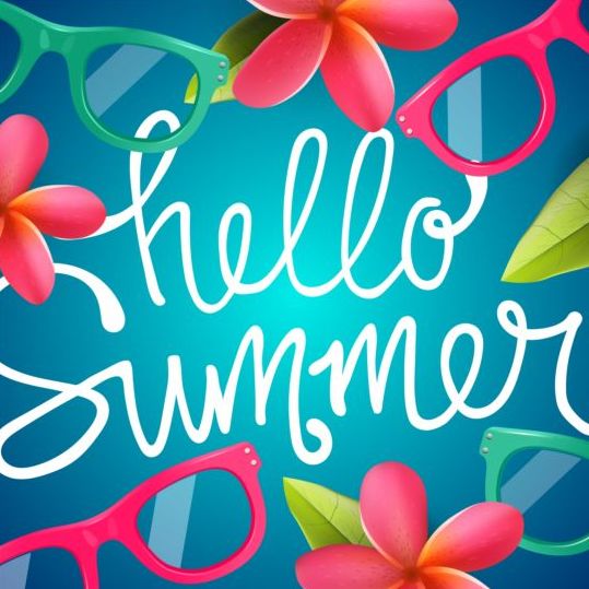 Summer background with colored picture frame vector 03  