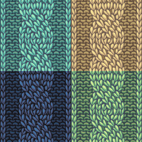 Textures knitted pattern set vector 05  