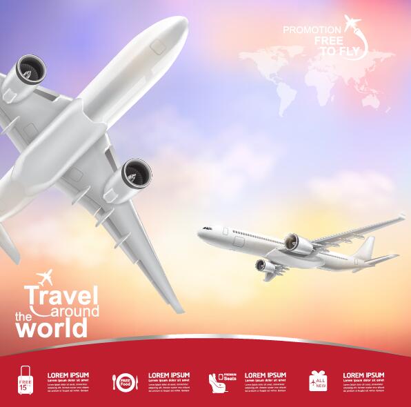 Reisen rund um die Welt mit Poster-Design-Vektor 01  