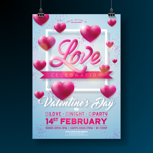 Valentine flyer and brochure cover template vectors set 14  
