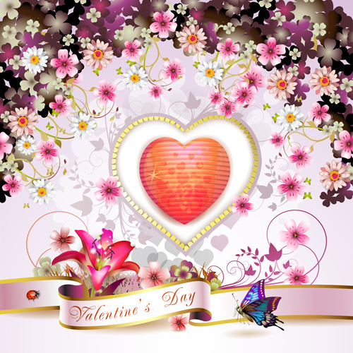 Sweet Valentine day card design vector 04  