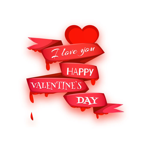 Valentines day ribbon with heart vector  