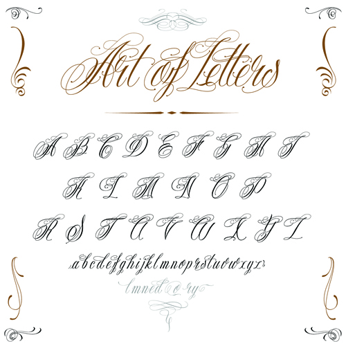 Vector retro calligraphic elements material set 05  