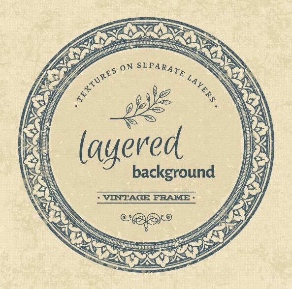 Vintage background with round frame vectors 03  